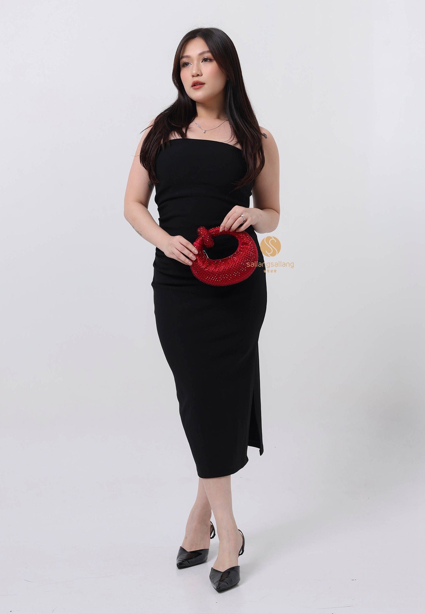 Abacus Artificial Crystal Mini Top Handle Bag - Red