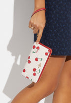 Long Zip Around Wallet With Heart Cherry Print Chalk Multi