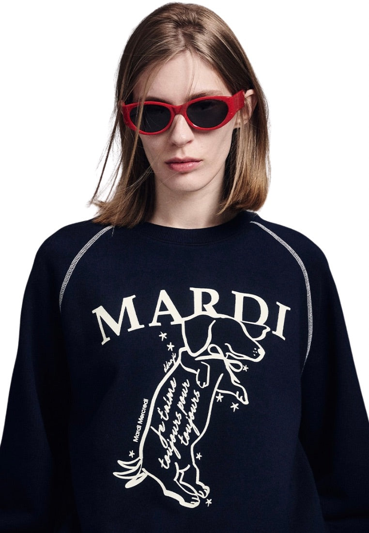 Sweatshirt Raglan Swing The Tail Ddanji Navy Cream