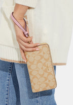 Long Zip Around Wallet In Signature Canvas Powder Pink