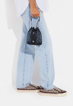 Mini Dempsey Bucket Bag In Signature Jacquard With Stripe And Coach Patch Midnight Navy