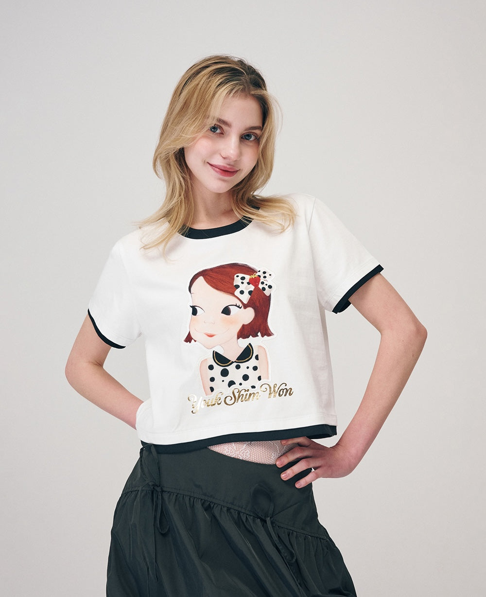 Dot Lady Crop T-Shirt F Ria