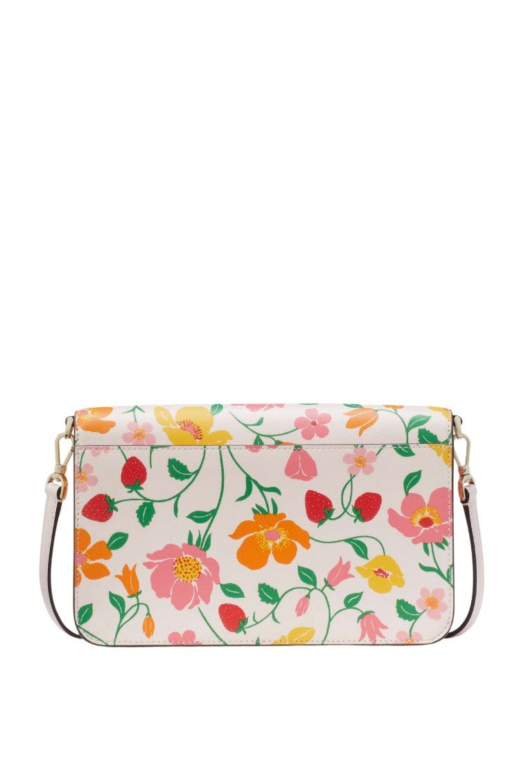 Madison Strawberry Garden Printed Flap Convertible Crossbody Pink Multi