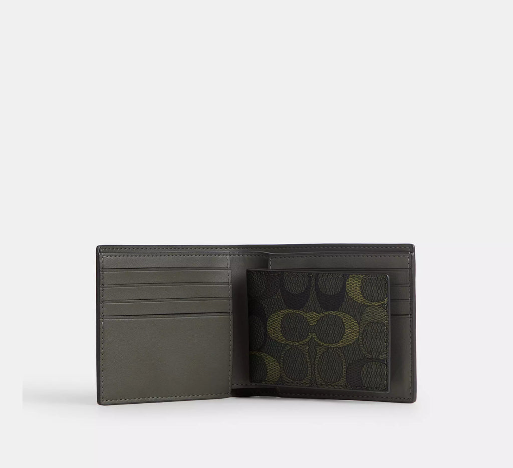 3-In-1 Wallet In Signature Camo Print Green