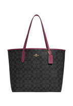 City Tote In Signature Canvas Black Cherry