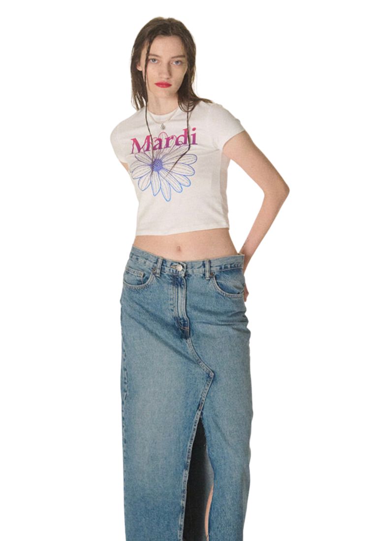 Cropped Tshirt FlowerMardi Gradation White Purple