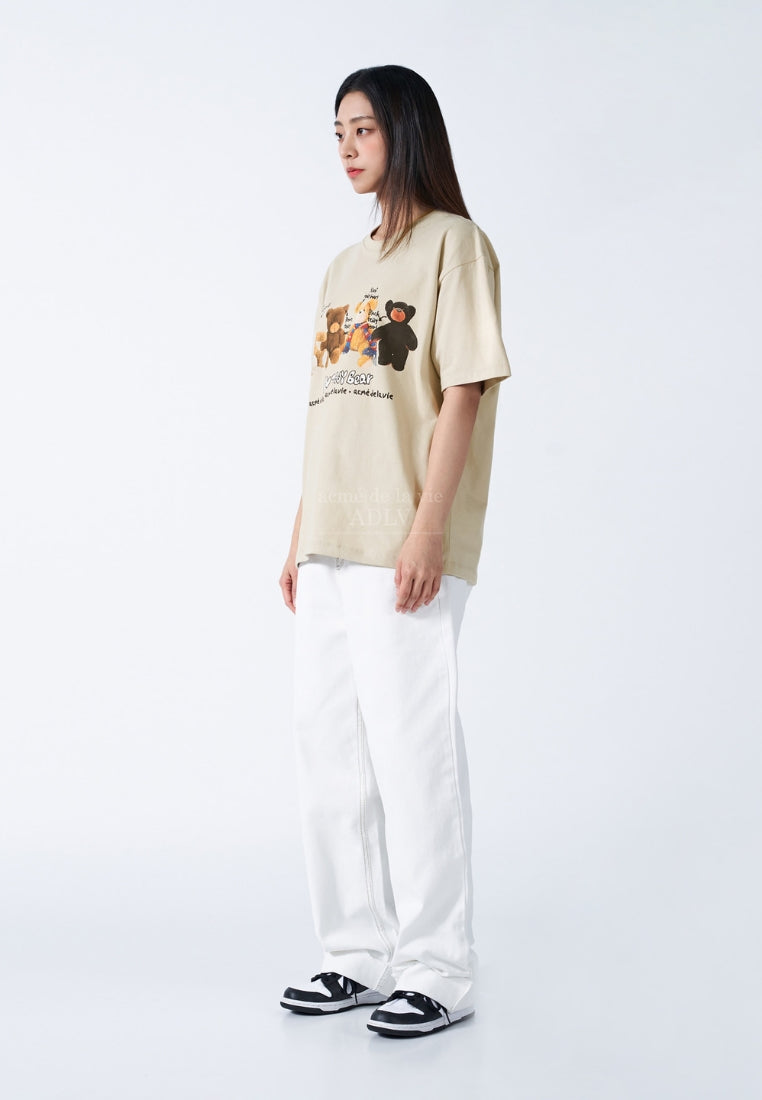 Teddy Bear Doll Friends Short Sleeve T-Shirt Beige