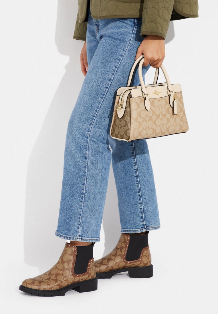 Mini Darcie Carryall In Blocked Signature Canvas Light Khaki Multi