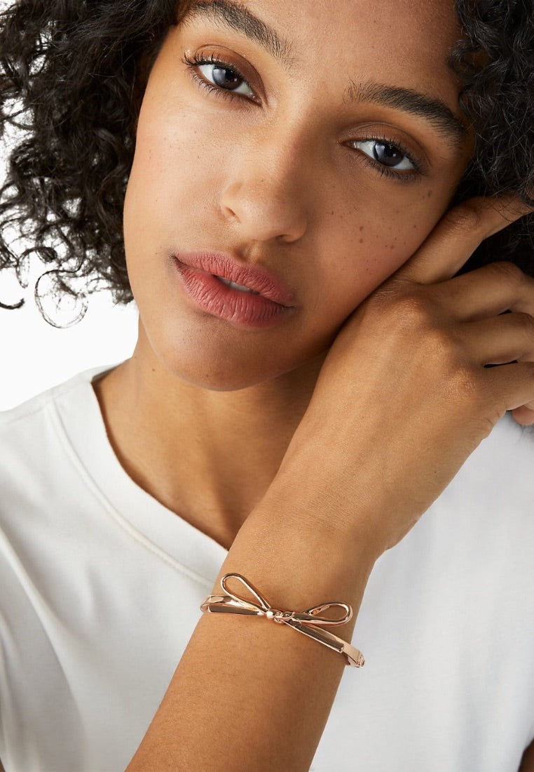 Skinny Mini Bow Bangle Rose Gold