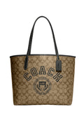 City Tote In Signature Canvas With Varsity Motif Amazon Green