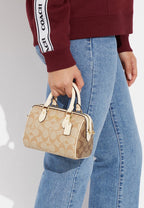 Mini Rowan Satchel In Blocked Signature Canvas Light Khaki Multi