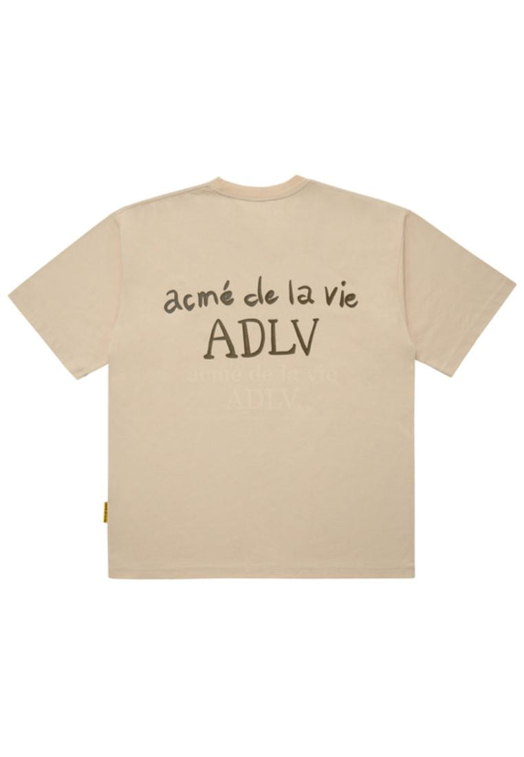 Glossy Basic Logo Short Sleeve T-Shirt Beige