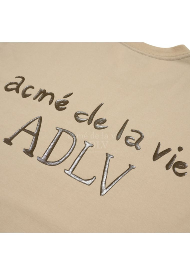 Glossy Basic Logo Short Sleeve T-Shirt Beige