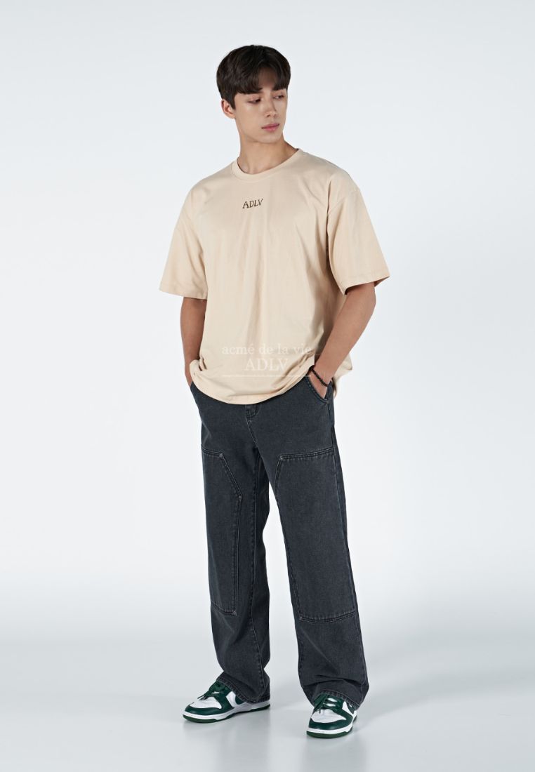 Glossy Basic Logo Short Sleeve T-Shirt Beige
