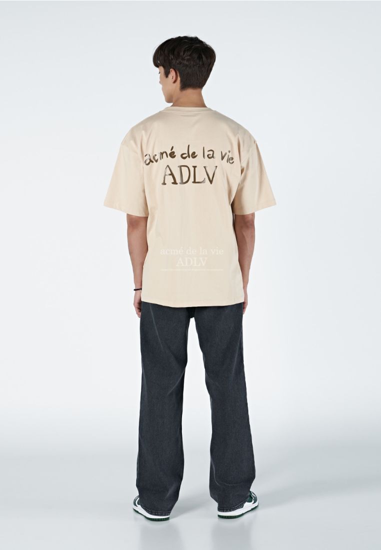 Glossy Basic Logo Short Sleeve T-Shirt Beige