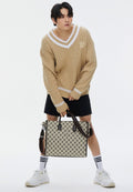 Monogram Wide Tote Bag Pattern Beige