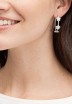 Gleaming Gardenia Flower Hoops Silver