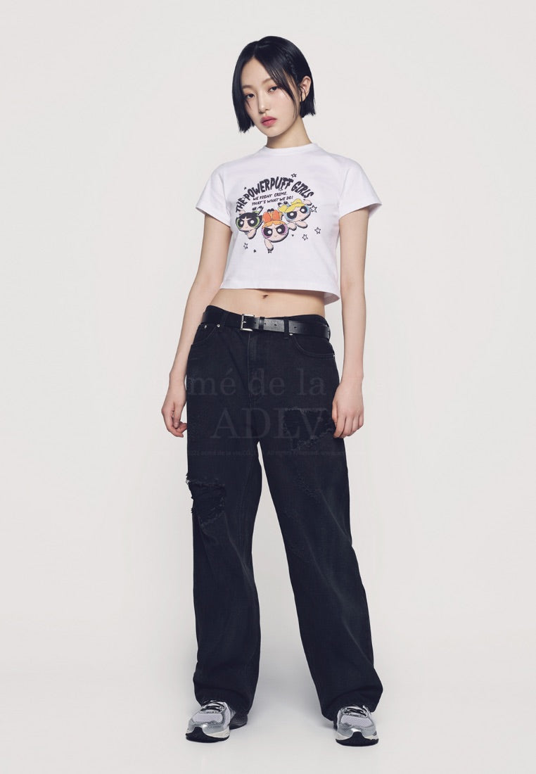 The Powerpuff Girls x Acmedelavie Crayon Artwork Crop T-Shirts White