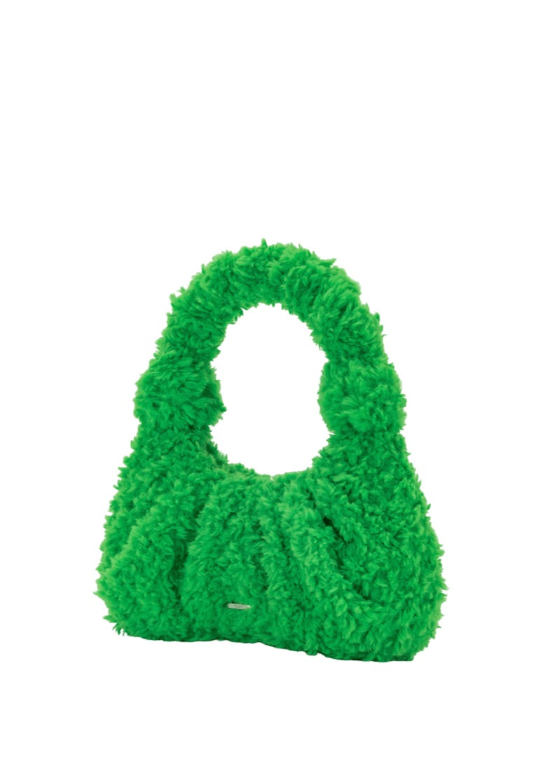 Gabbi Faux Fur Hobo Handbag - Grass Green
