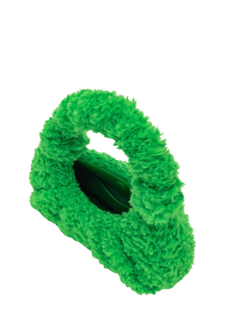 Gabbi Faux Fur Hobo Handbag - Grass Green