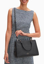 Leila Medium Triple Compartment Satchel Black