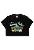 Greenery Artwork Crop Top Short Sleeve T-shirt Black