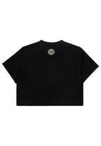 Greenery Artwork Crop Top Short Sleeve T-shirt Black