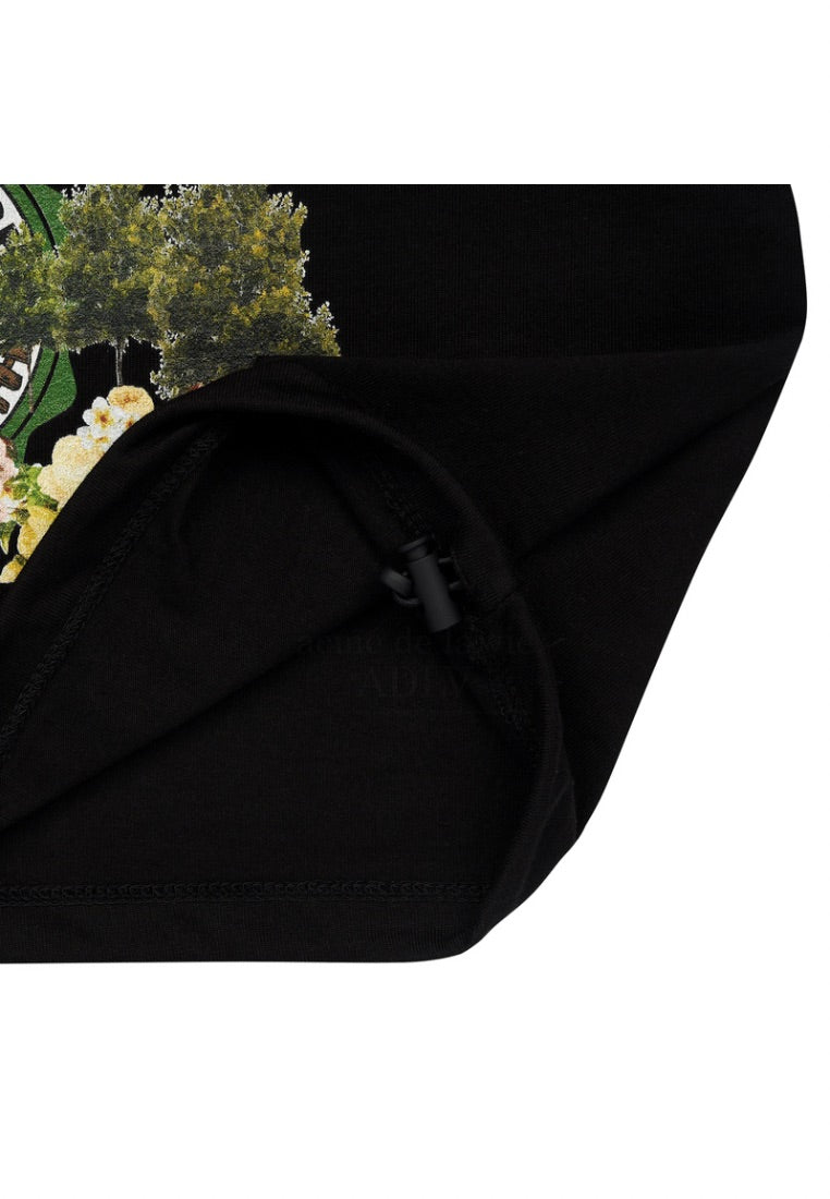 Greenery Artwork Crop Top Short Sleeve T-shirt Black