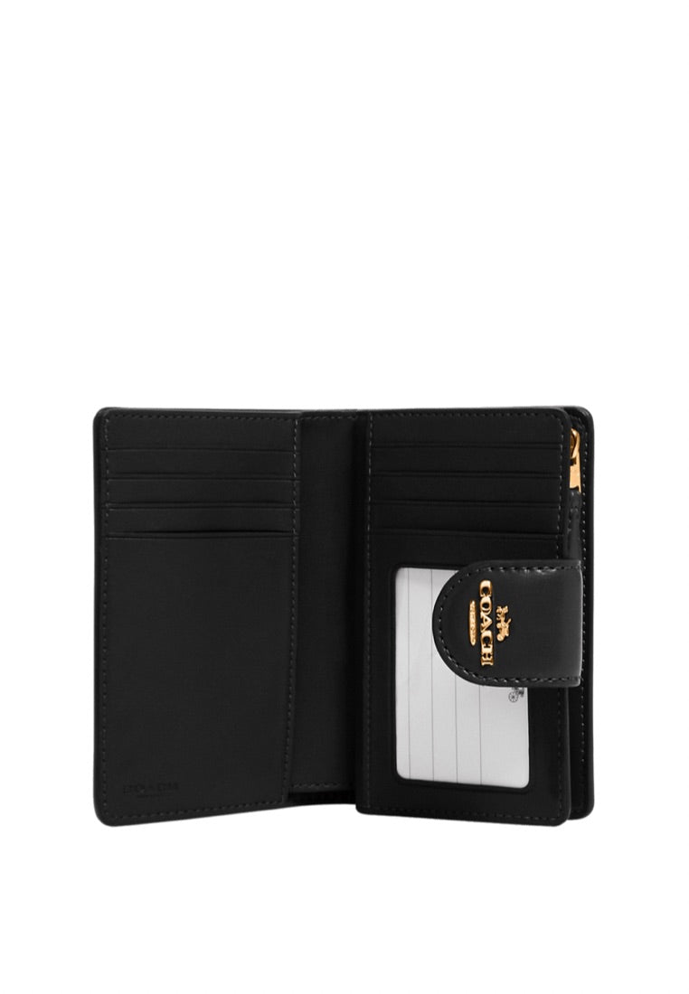 Medium Corner Zip Wallet In Signature Canvas Khaki Black