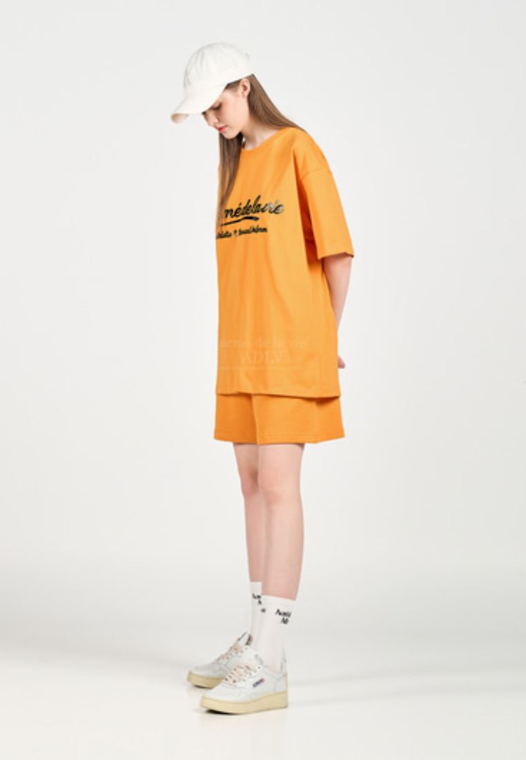 Gel Printing Logo Short Sleeve T-Shirt Orange