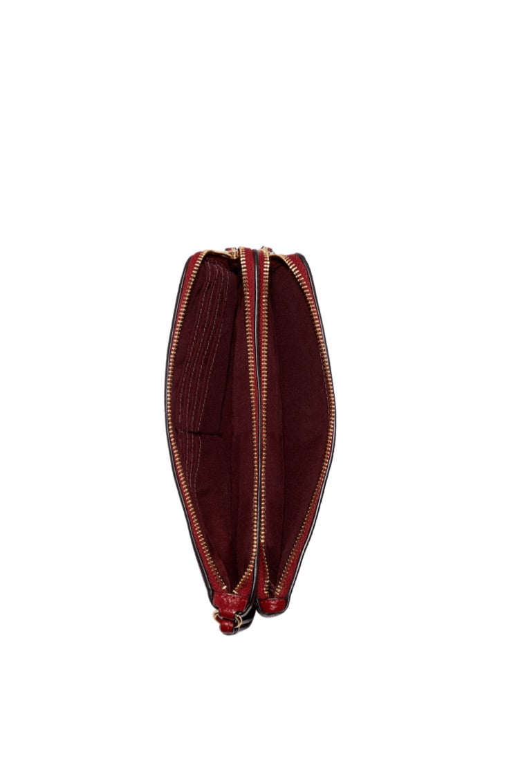 Double Zip Wallet In Signature Canvas Brown 1941 Red