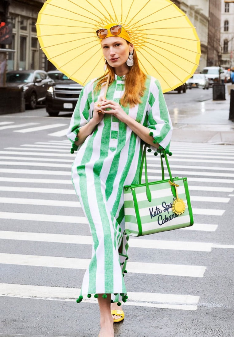 Market Cabana Canvas Medium Tote Green Multi