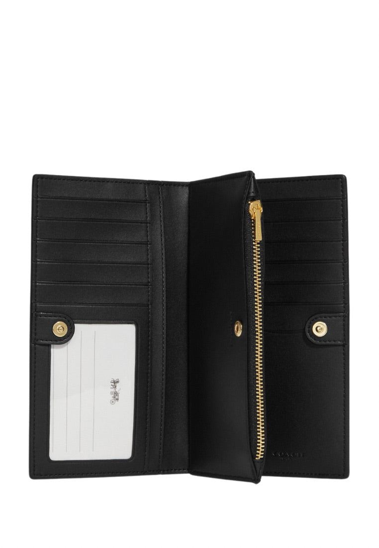 Slim Zip Wallet In Signature Canvas Brown Black