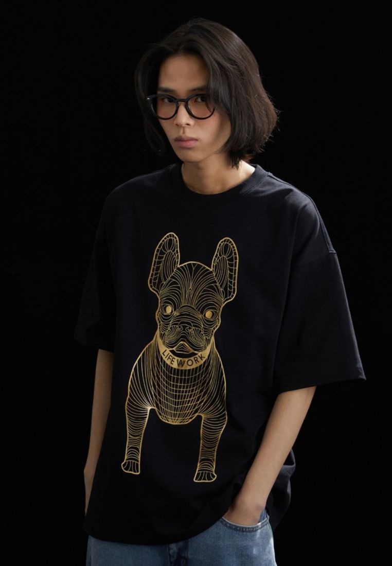 Gold Big Radog T-Shirt Pattern Black