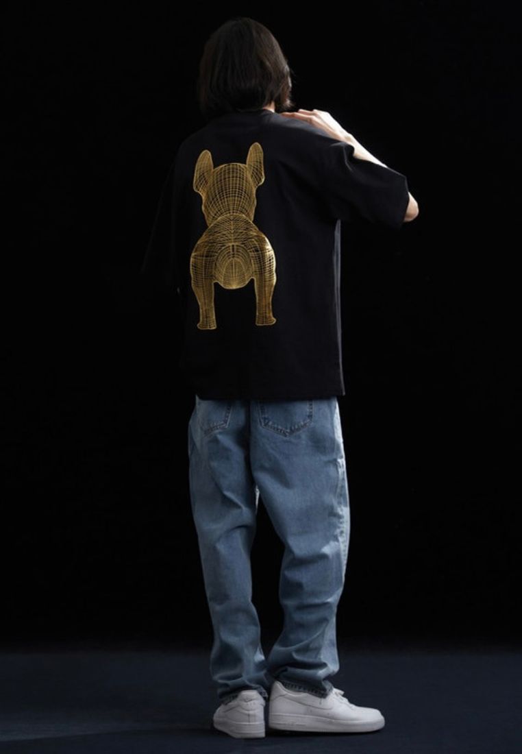 Gold Big Radog T-Shirt Pattern Black