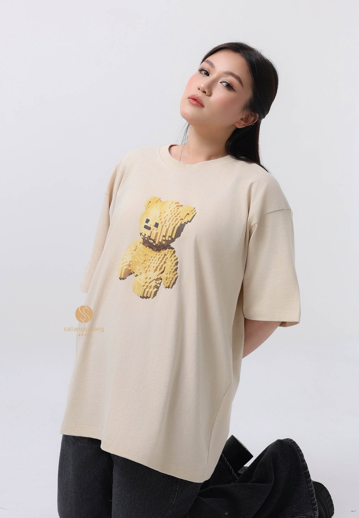 Block Bear Short Sleeve T-Shirt Beige