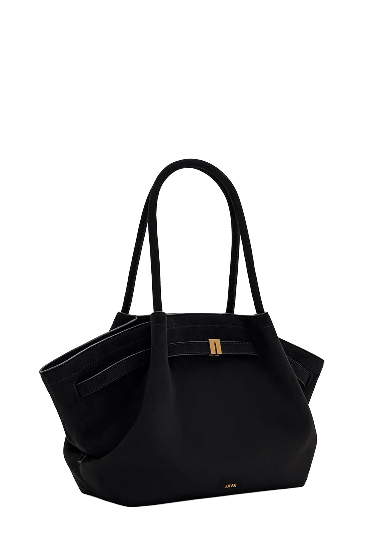 Hana Medium Faux Suede Tote Bag - Black