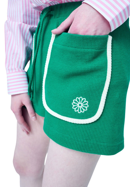 Waffle Shorts Green White