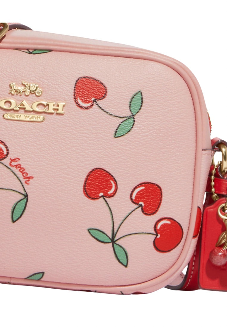 Mini Jamie Camera Bag With Heart Cherry Print Powder Pink Multi