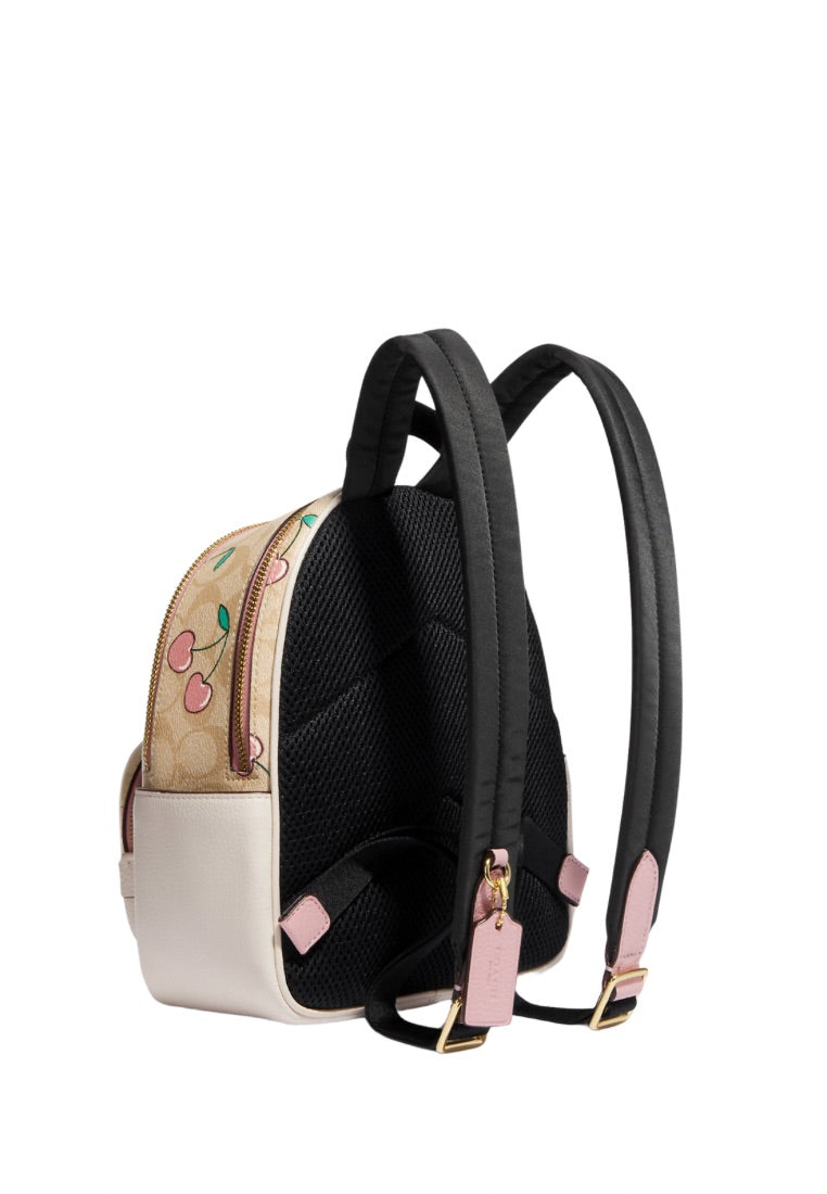 Mini Court Backpack In Signature Canvas With Heart Cherry Print Light Khaki Multi