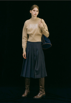 W Classic Logo Crop Knit Beige