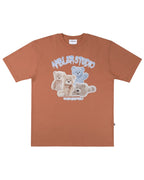 Overfit T-Shirt Bear World Brown