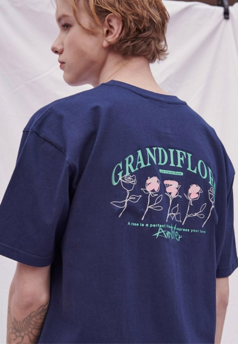 Overfit T-Shirt [Five Flowers] Navy