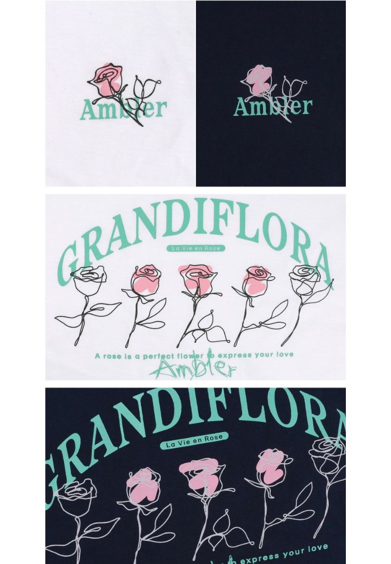 Overfit T-Shirt [Five Flowers] Navy