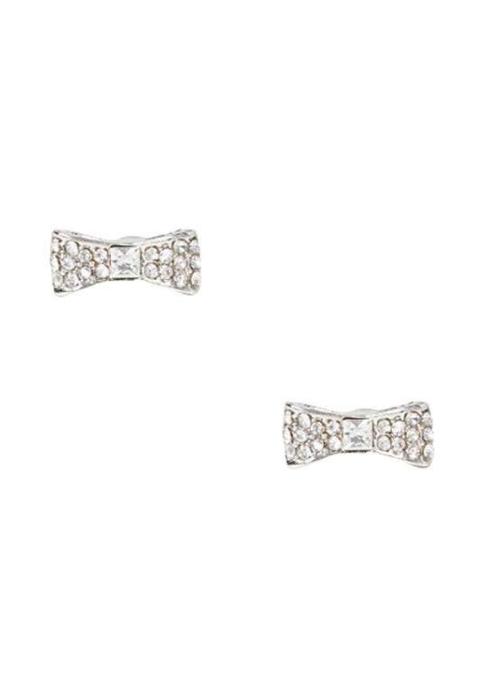 Ready Set Bow Pave Bow Studs Silver