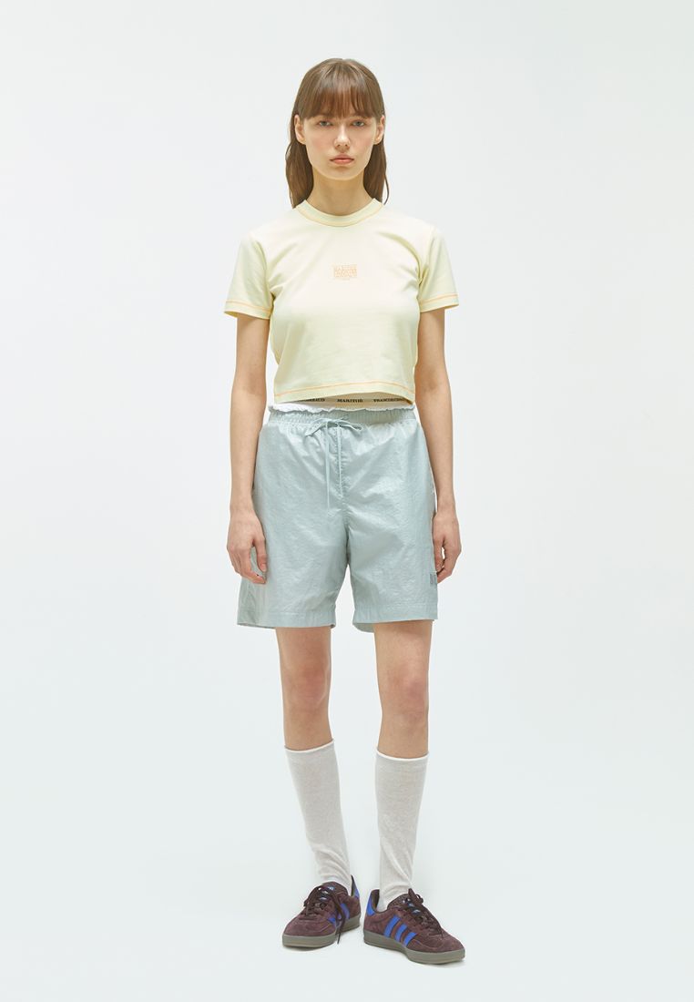 W Classic Logo Baby Crop Tee Light Yellow