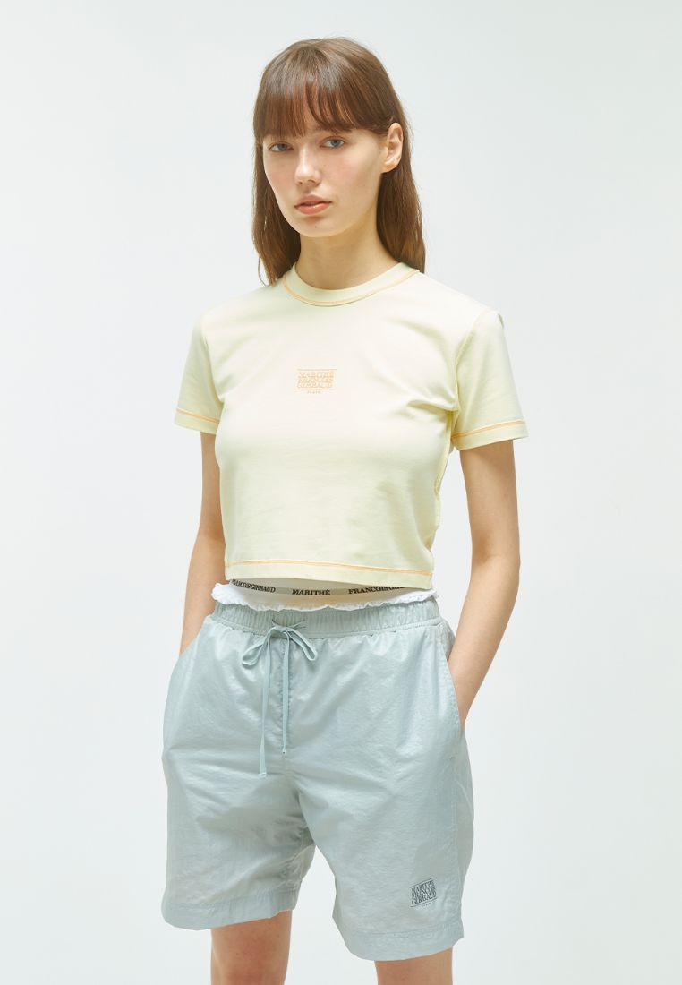W Classic Logo Baby Crop Tee Light Yellow