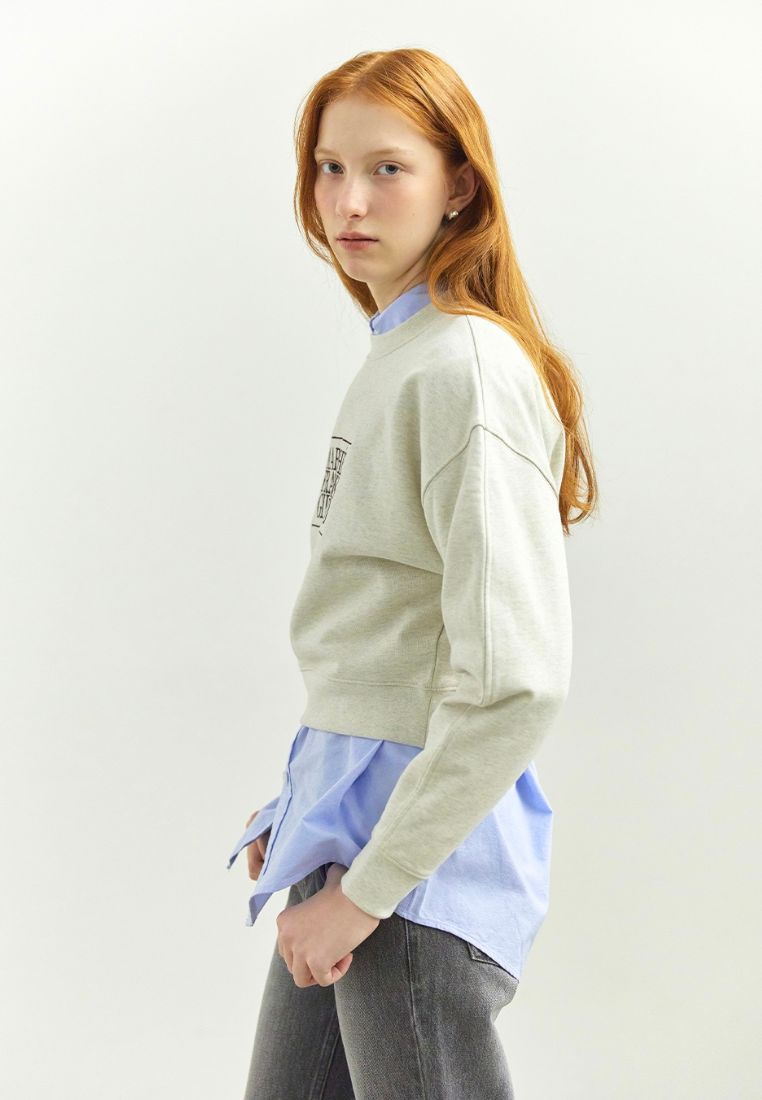 W Classic Logo Crop Sweatshirt Oatmeal