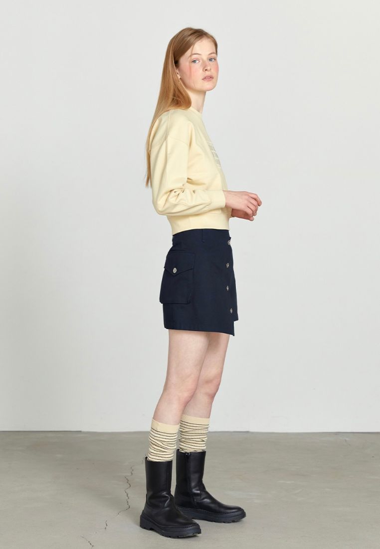 W Classic Logo Crop Sweatshirt Light Yellow