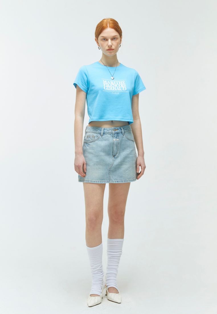 W Classic Logo Crop Tee Sky Blue